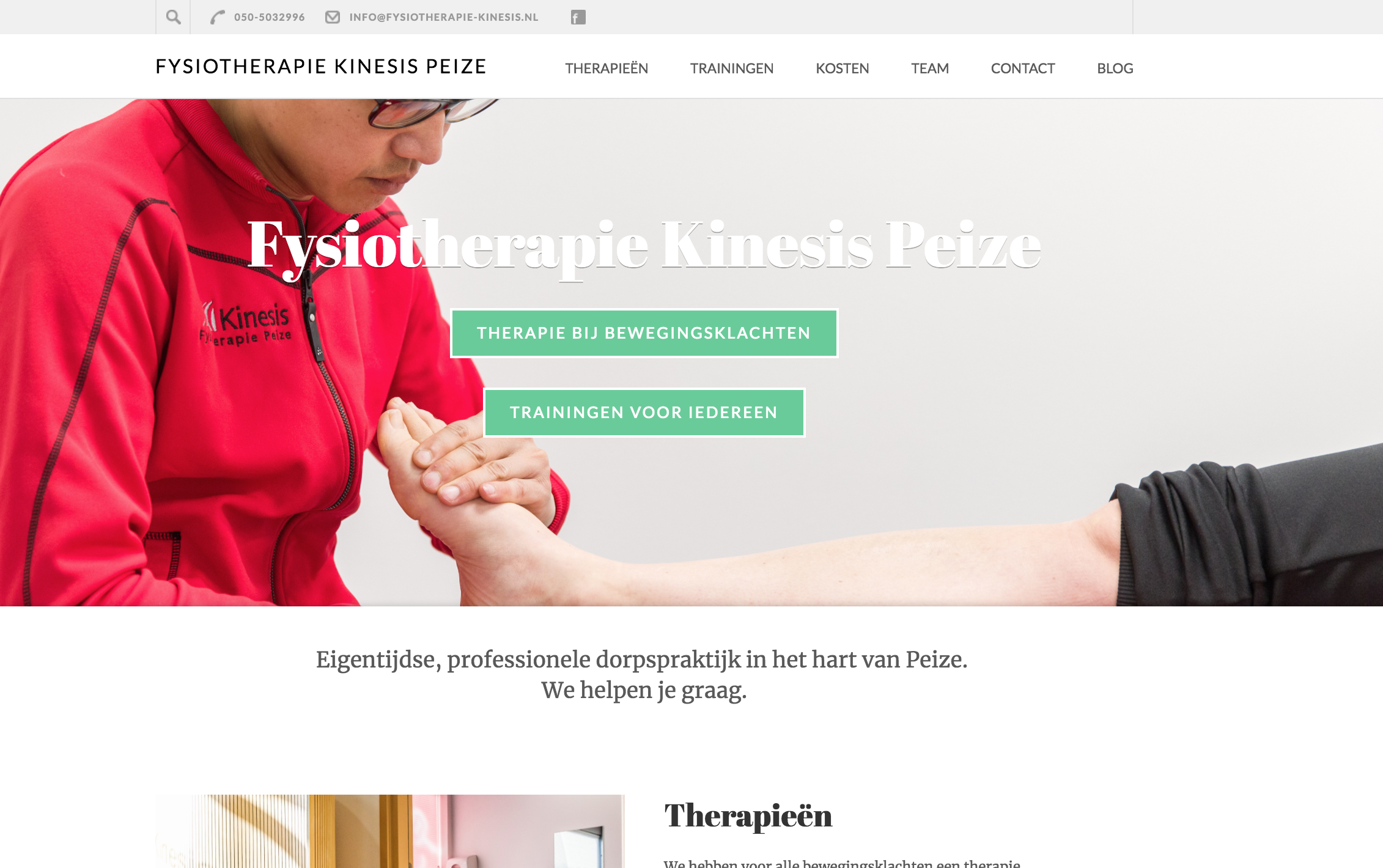 website fysiotherapie kinesis maken